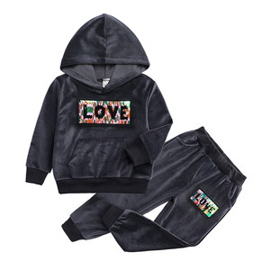 Venta al por mayor mejor calidad barato Sudadera con capucha ropa trajes para niñas pequeñas de <span class=keywords><strong>dos</strong></span> piezas pantalones <span class=keywords><strong>y</strong></span> blusa - Product Image 3