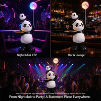 Statue d'ours en résine LED intelligente avec haut-parleur Bluetooth et plateau doré – Figurine artistique pour décoration de boîte de nuit, bar, KTV