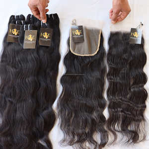 Extensiones de pelo liso con cierre de encaje, cabello Natural ondulado sin procesar, venta al por mayor - Product Image 2