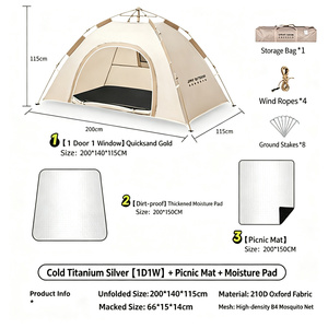 Pop up Automatic <b>Waterproof</b> 2/3/4 Persons Family <b>Tents</b> Easy Set up Portable Windproof Dome <b>Tent</b> for Outdoor Hiking and Traveling - Product Image 6