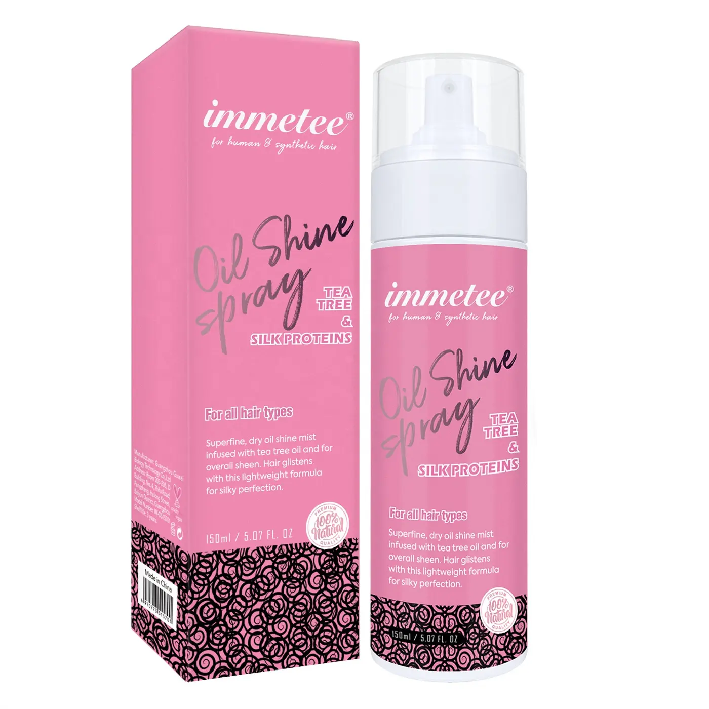 Immetee 150ML 헤어 케어 제품 헤어 살롱 오일 샤인 스프레이 열 보호 및 보습 모든 종류의 헤어