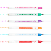 Mobee P-607500 6 pcs/set Stylo courbe multicolore à double pointe avec rouleau de gaufrage pour lettrage à la main et dessins artistiques