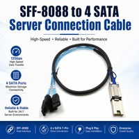 Câble SFF-8088 vers 4 SATA 24 Gbit/s SAS 2.0 Mini SAS, Cordon de Données Blindé en Cuivre Étamé et Aluminium pour Serveur HBA
