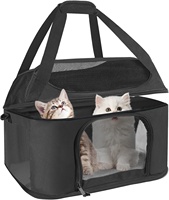 YOUK Sac de transport pliable pour animaux de compagnie, grande capacité, en maille respirante, léger, en tissu Oxford, avec fermeture éclair, pour chat et chien