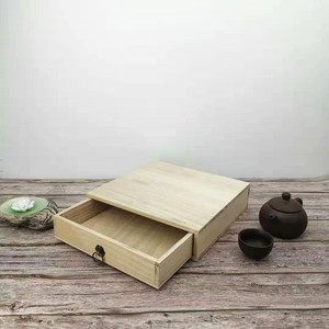Paulownia Wood Tea <b>Cake</b> <b>Box</b> Rectangle Handmade <b>Gift</b> Craft Packaging 0.8cm Thickness Custom Order Available - Product Image 2