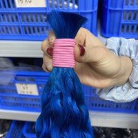 Harga Grosir Promo Panas 100% Premium Vietnam Super Double Drawn Italian Curly Warna Biru #   Rambut Manusia untuk Kepang dalam Jumlah Besar