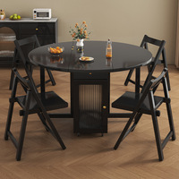 Table à manger ronde pliante en bois massif moderne, multifonctionnelle, portable et extensible pour les petites maisons