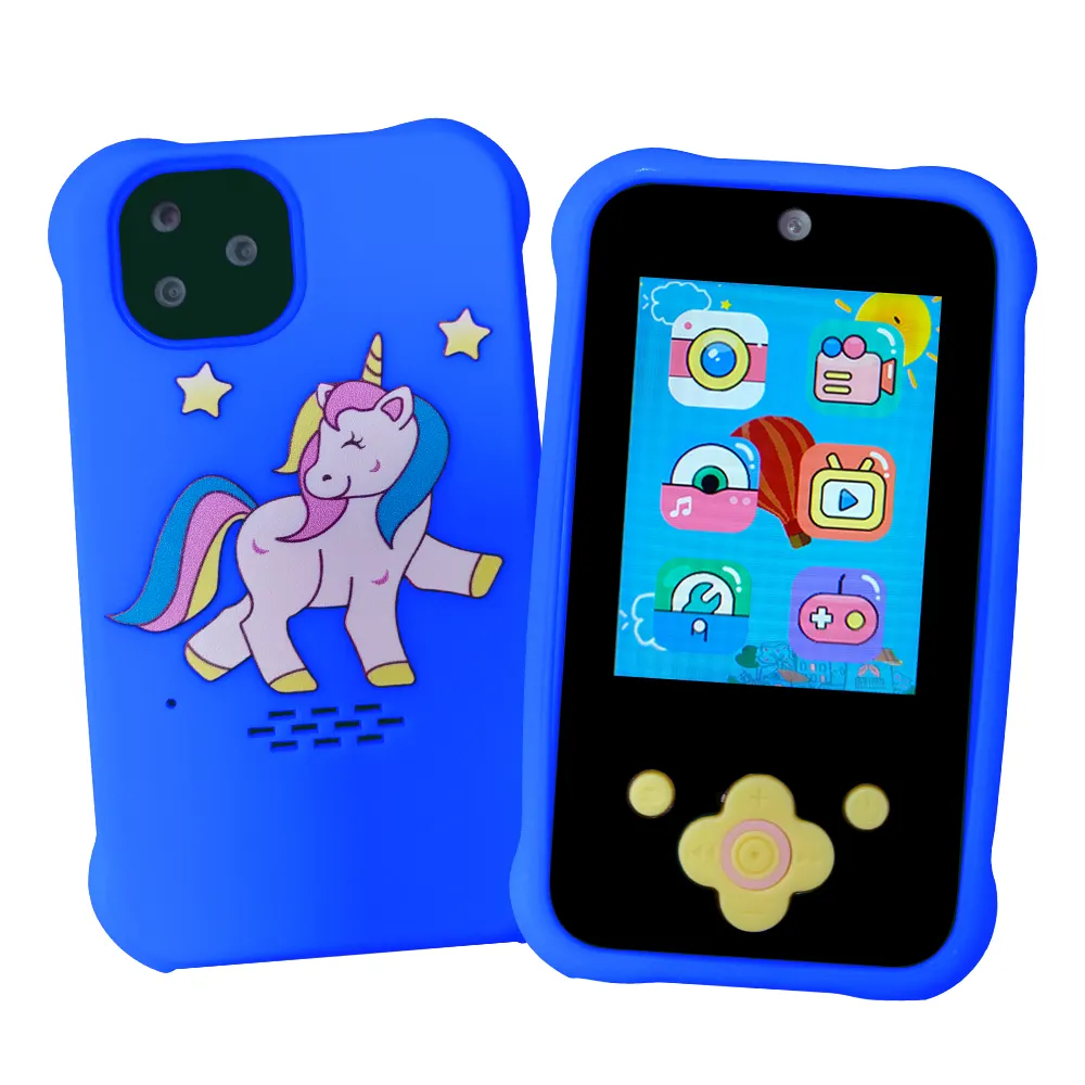Kids Smart Phone Touchscreen Kids Phone Unicorn Girls Age 6-8 with Dual Camera Music Game Learning Toy Phone