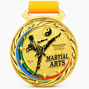 Medallas Deportivas Personalizadas de Fábrica al por Mayor, Medallones de Campeonato Deportivo Fundidos a Presión y Bañados en Oro con Cinta de Satén Impresa - Product Image 5