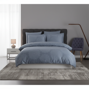 Varol Nottingham Indigo Jacquard Duvet Cover Set Lyocell Solid Pattern Family Size-4 Pcs for Home Use - Product Image 3