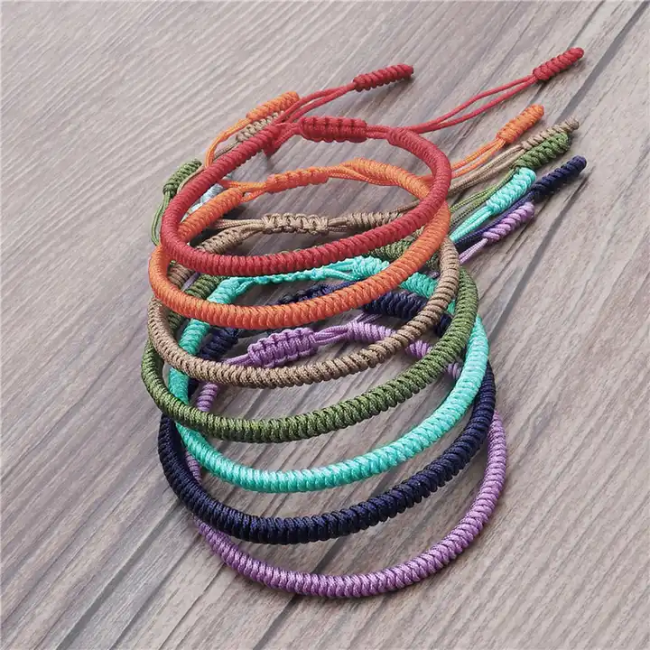 Wholesale Waterproof Woven Wax Thread Wrap Bracelet Imple Rope Knot Bracelet Friendship Bracelet for Men and Women,2 Sets