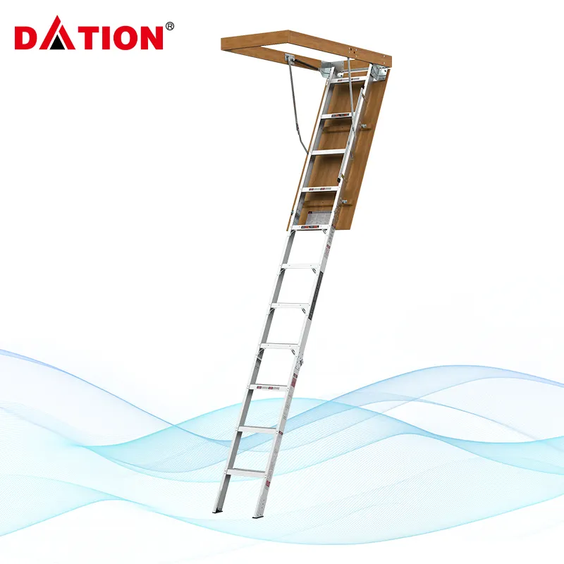 Easy to Install Aluminum Steady Folding Ladder Good Price 22.5 *54 Attic Ladder Wide Step Loft Ladder