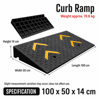 Rampe de trottoir en caoutchouc et plastique, design modulaire durable pour la sécurité des garages et des routes, 50x50x19cm, noir