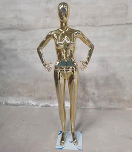 Maniquí cromado electrochapado de plástico dorado y plateado brillante, muñeca para adultos, maniquíes femeninos de cuerpo completo, maniquíes dorados para hombres y mujeres - Product Image 1
