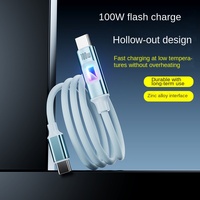 Cable de Carga para Auto Tipo-C, Cable de Datos Luminoso de Carga Ultra Rápida, Cable de Datos Trenzado de 100W con Luz Indicadora
