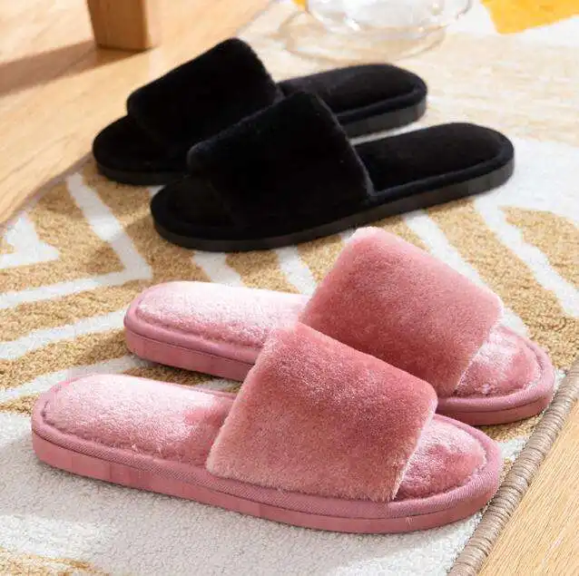 Moda Senhoras Confortável Macio Faux Fur Terlik Quente casa sapatos chinelos de pelúcia Quarto Sapatos Indoor Inverno Casa Chinelos Mulheres