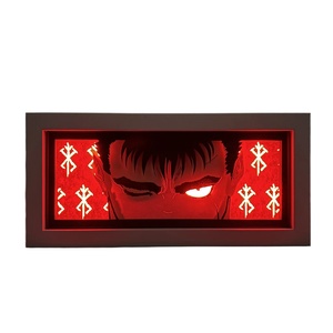 Lampada Notturna Anime <span class=keywords><strong>Berserk</strong></span> Guts con Musica per Decorazione Camera da Letto, Cornice in Legno con Intaglio di Carta <span class=keywords><strong>Manga</strong></span>, Controllo Touch - Product Image 1