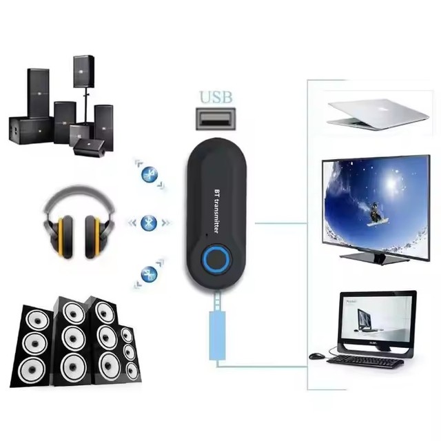 Wireless Stereo Audio Transmitter Adapter USB 3.5 MM Jack for PC TV Headset Consumer Electronics