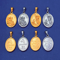 Collier pendentif en acier inoxydable or argent, médaille de saint patron, saint Gabriel archange, amulette, bijoux catholiques pour hommes