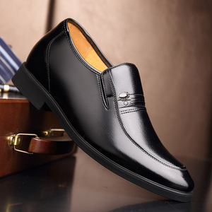 Chaussures en cuir formelles pour hommes, bout pointu, à enfiler, hauteur interne accrue de 6 cm, pour mariage, noires, taille 35 36 - Product Image 4