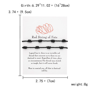 <span class=keywords><strong>Pulsera</strong></span> de cuerda con <span class=keywords><strong>7</strong></span> <span class=keywords><strong>nudos</strong></span> para hombre y mujer, accesorio de color rojo y negro, amuleto de la suerte, hecha a mano, para parejas, joyería, 2 uds. - Product Image 3