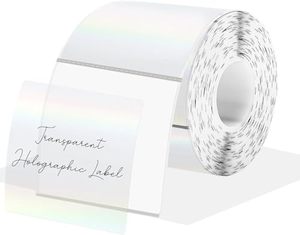 Rouleau d'étiquettes holographiques transparentes rectangulaires en PET avec impression UV pour emballage - Product Image 1
