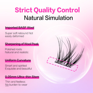 Extensions de <span class=keywords><strong>cils</strong></span> auto-adhésives en grappes, noires, sans colle, DIY, 5D, effet Sweet Doll, à presser, pré-collées, Star Push, effet wispy, réutilisables, volume - Product Image 5