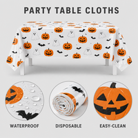 Nappe jetable en plastique PE pour Halloween, imperméable, motif citrouille, blanche
