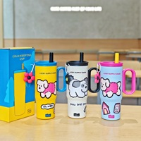 C397 Personalización Taza aislada portátil Pajita de aspecto alto Viaje Vientre Botella de agua Impresión de dibujos animados Taza termo de acero inoxidable