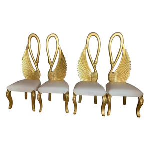 Lujo princesa Príncipe Rey reina loveseat trono silla blanco y oro novia y novio silla Cisne forma boda trono silla - Product Image 5