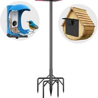 Support de mangeoire à oiseaux en métal robuste avec base à 5 pointes, 2 styles de fixation pour nichoirs d'oiseaux, utilisation en extérieur dans le jardin
