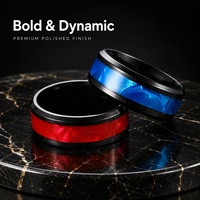Bague d'amitié en acier inoxydable avec incrustation, motif goutte d'huile colorée, style Hip Hop, pour couple, bijoux de fête, vente en gros