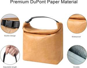 Venta al por mayor logotipo personalizado impermeable térmico lavable Kraft Dupont aislado Tyvek bolsa de papel para el almuerzo - Product Image 2