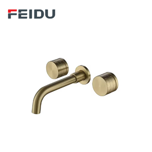 Robinet de salle de bain mural FEIDU moderne, en laiton, à deux leviers, trois trous, avec noyau en céramique, poli, pour <span class=keywords><strong>eau</strong></span> chaude et froide, en promotion - Product Image 2