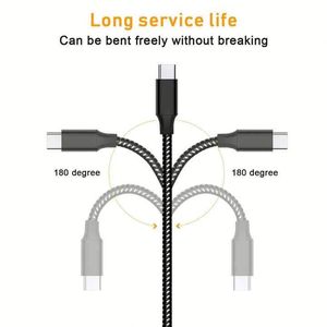 1M 2M Braided Charger <b>Cable</b> Type c <b>to</b> Type C for Phone 15 16 60W Fast Charging Data <b>Cable</b> for Phone 15 Pro Max <b>USB</b> C <b>Cable</b> - Product Image 3