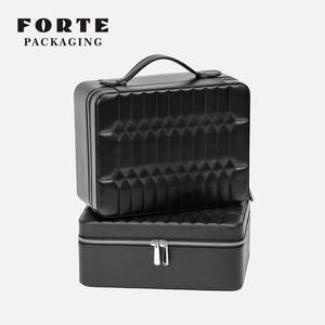 FORTE Custom Logo Handmade PU Leather Jewelry <b>Box</b> <b>Gift</b> <b>Earring</b> Organizer Case with Zipper Closure Double Layers Luxurious - Product Image 2
