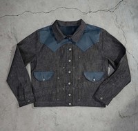 Veste en jean pour homme style années 80, coupe oversize, avec garnitures en cuir, en denim selvedge japonais vintage, courte, personnalisée, printemps