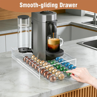 Organisateur de rangement moderne pour bureau à domicile en acrylique pour dosettes de café K-Cup, condiments et capsules d'espresso avec tiroir