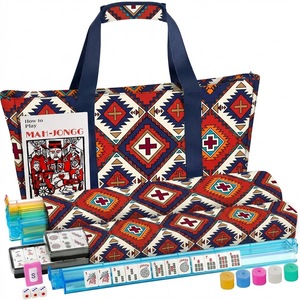 Ensemble de Mahjong Américain Premium 166 Tuiles en Mélamine Gravées avec Supports, Poussoirs, Tapis et Sac de Transport en Toile, Logo Personnalisé OEM, Vente en Gros - Product Image 5