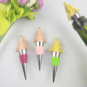 Christmas Tree <b>Wine</b> Stopper Zinc Alloy Metal Bottle Sealing Plug With Colorful Ring For <b>Wine</b> Bottles - Product Image 1