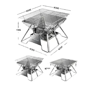 New Folding Windproof Combustível Eficiente Camping Panelas Fogão Churrasco Grille