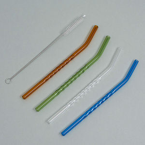 Wholesale High Quality Hot Sale Colorful Food Grade Borosilicate Glass Wavy <strong>Straw</strong> Heat Resistant <strong>Funny</strong> Drinking <strong>Straws</strong> - Product Image 4
