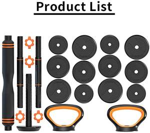 Équipement de fitness Home Gym Barbell Kettle Bell Push-up Combinaison Set 10kg 15kg 20kg Poids Libre Réglable Haltère Ensemble - Product Image 2