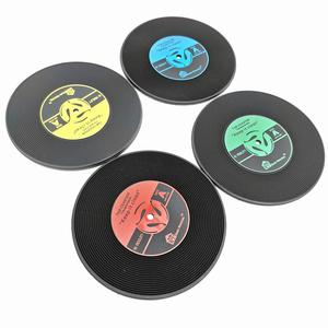 Set de <span class=keywords><strong>Table</strong></span> ronde en <span class=keywords><strong>vinyle</strong></span>, décoration créative, napperon pour boisson café, tapis de gobelet, enregistrement de CD, dessous de verres - Product Image 2