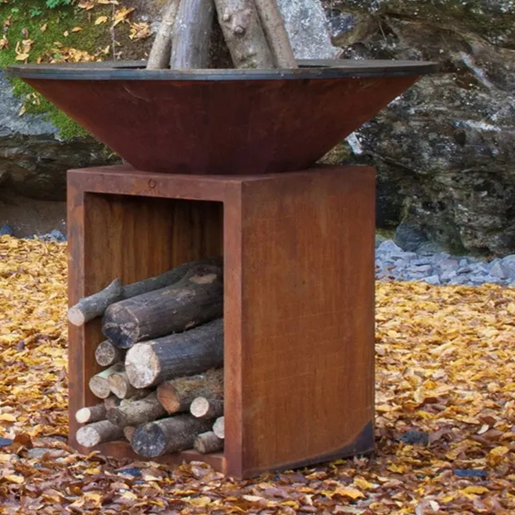 Современный стиль дровяная кухонная плита Corten стальная костра барбекю гриль с угольным грилем