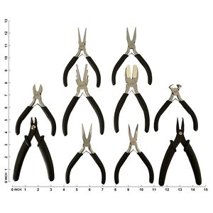 Kit de 10 pinces à bec effilé personnalisables avec poignée en caoutchouc, outils multifonctionnels pour la fabrication de bijoux, en acier au carbone, support OEM, mâchoires biseautées - Product Image 3