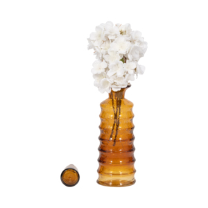 Vaso alto in vetro a coste, vaso decorativo per composizioni floreali da tavolo, decorazione moderna per la casa. - Product Image 2