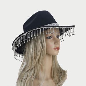 Chapeaux de cow-boy roses en gros pour festivals de musique et fêtes, avec pampilles en strass - Product Image 6
