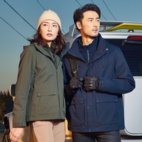 Veste bomber d'hiver trois-en-un coupe-vent et imperméable à capuche avec doublure polaire amovible pour usage unisexe, motif lettres imprimées