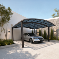 Abri de voiture en aluminium à toit arqué en polycarbonate translucide |   Abri de jardin moderne pour allée de villa et résidence